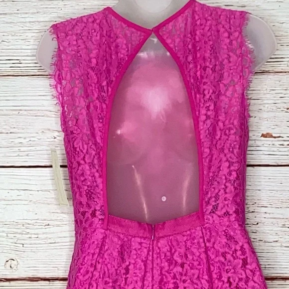 NWT Shoshanna Paris Lace Fit and Flare Dress in Hot Pink Sz 2